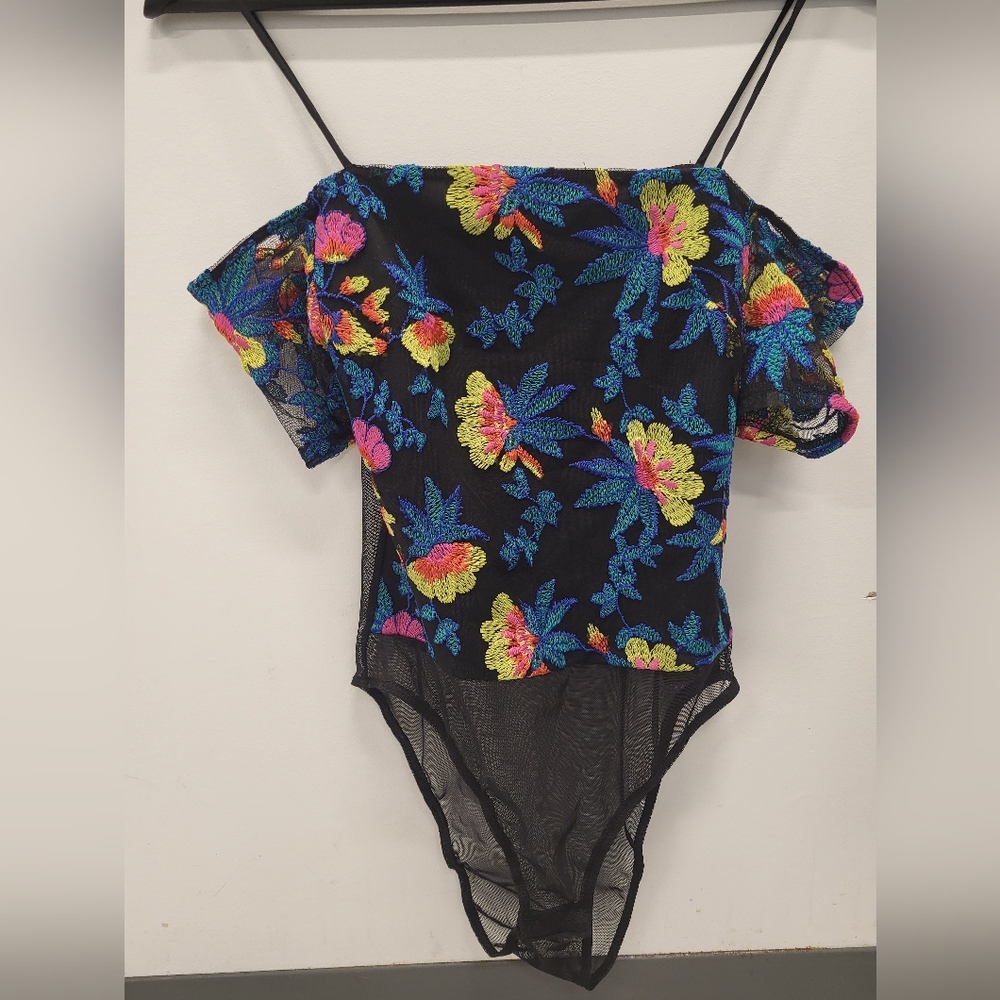 Topshop Embroidered bodysuit